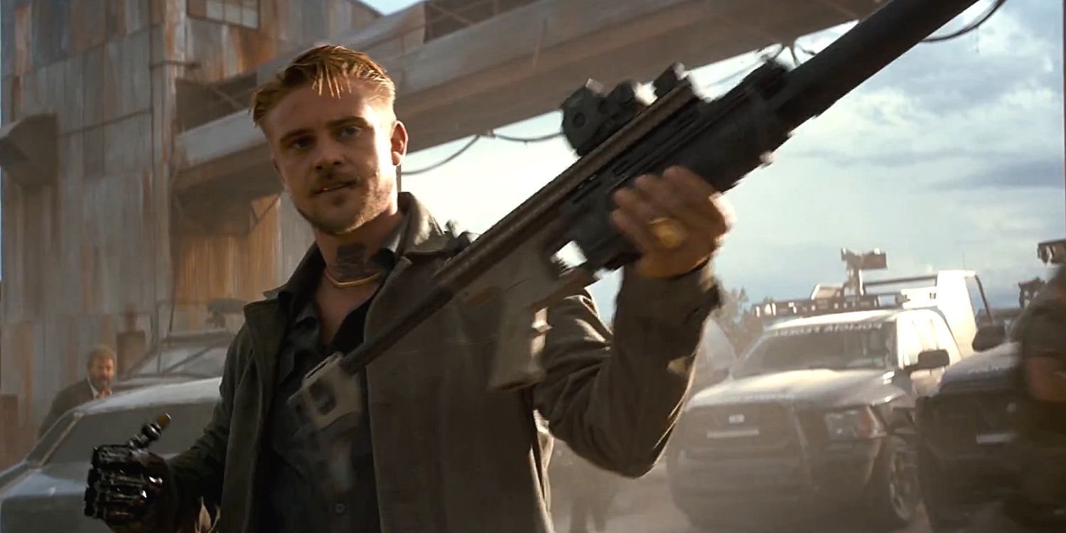Logan Final Trailer Donald Pierce with gun