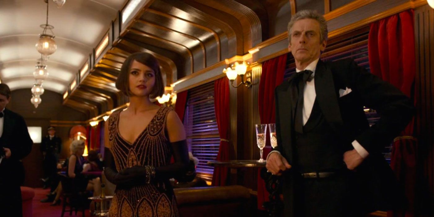 Jenna Coleman and Peter Capaldi in Mummy on the Orient
