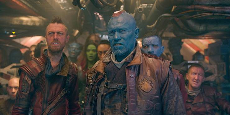 Michael Rooker as Yondu looking confused in Gurdians of the