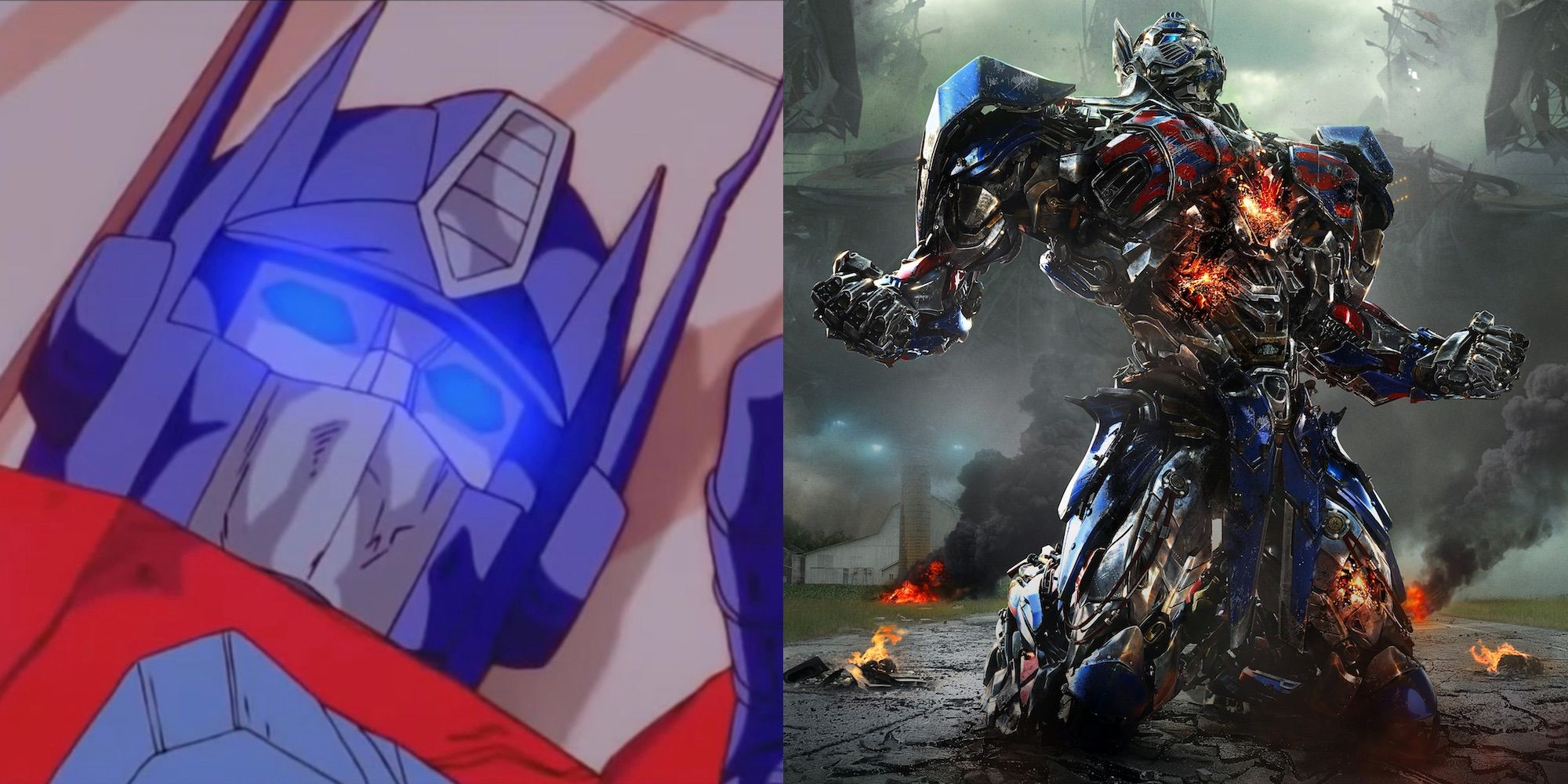 Image result for optimus prime cartoon vs live movie