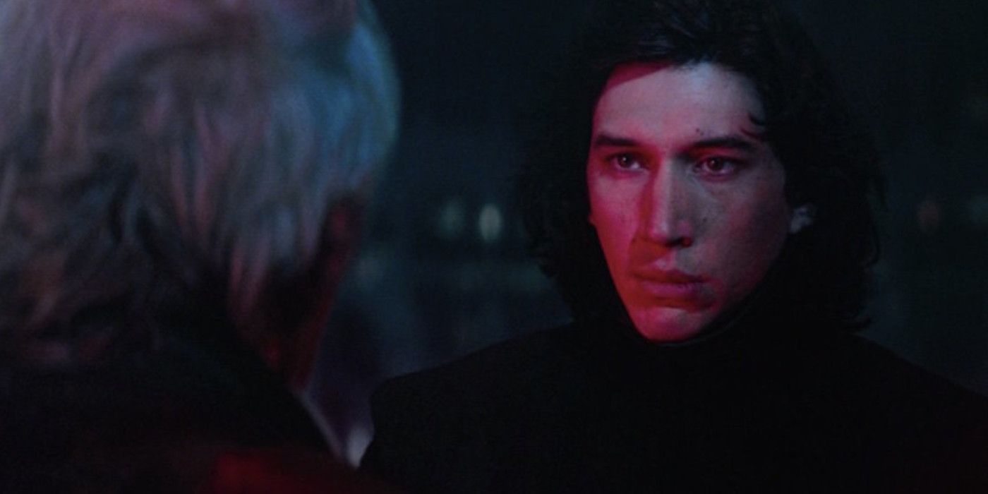 Adam Driver as Kylo Ren Ben Solo and Harrison Ford as Han Solo in Star Wars The Force Awakens
