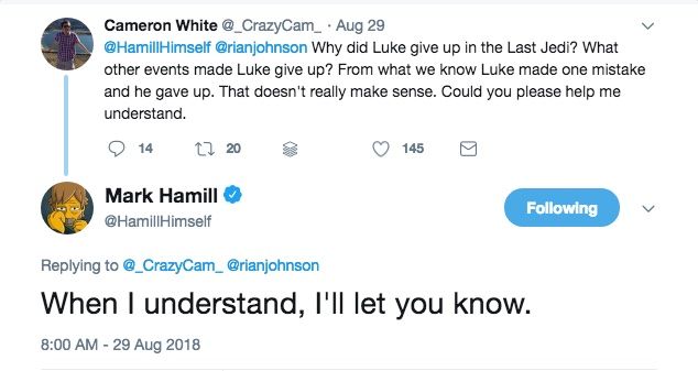 Mark Hamill admite que ainda está tentando entender a história de