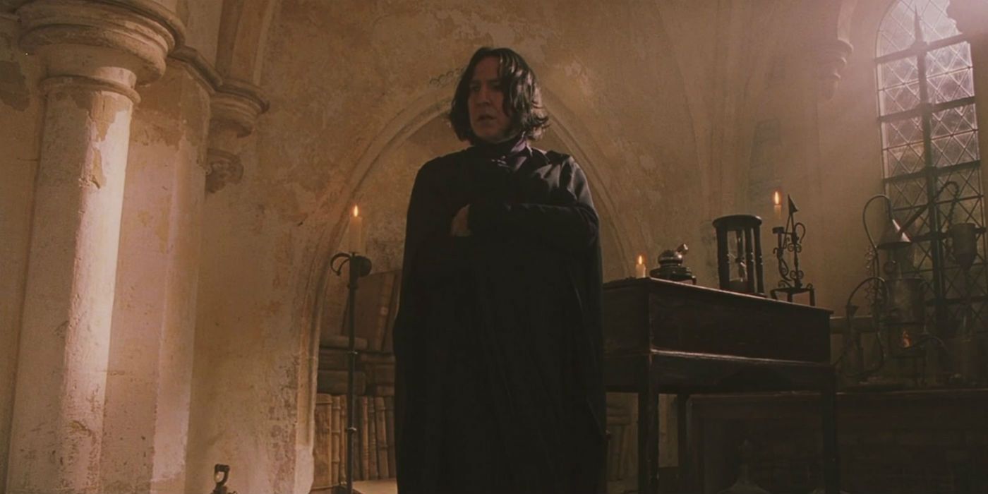 Snape standing alone in a room