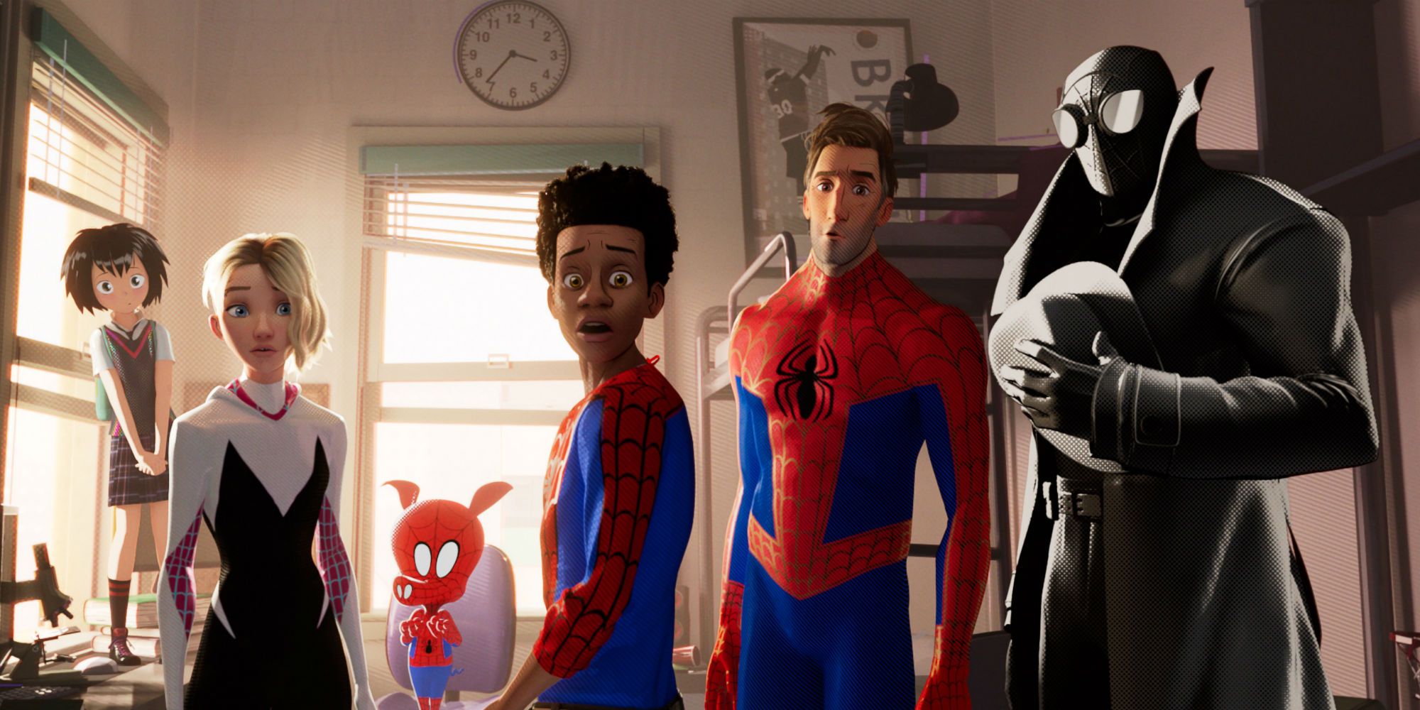 Spider Man Into the Spider Verse Peni Parker Gwen Stacy Spider Ham Miles Morales Peter Parker Noir