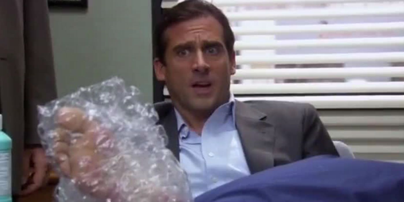 Steve Carrell as Michael Scott in a fur coat in The Office The Injury