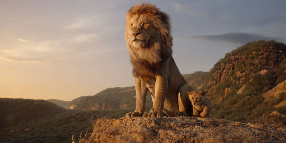 Simba dan Mufasa di dalam adegan film 'The Lion King' live action