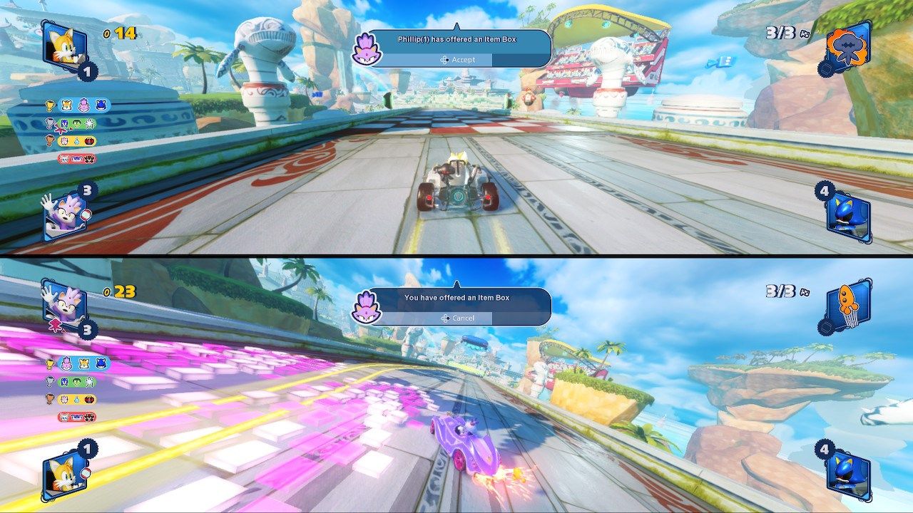 team sonic racing split screen