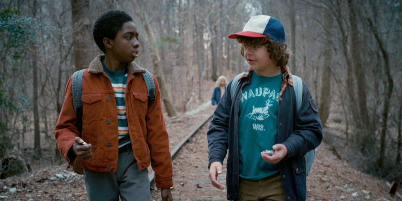 Lucas Sinclair and Dustin Henderson in Stranger Things