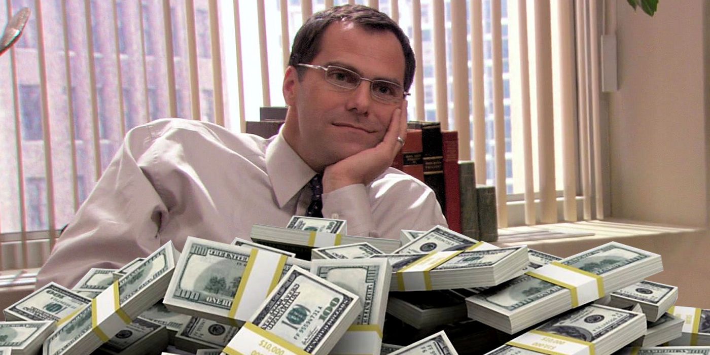 The Office How David Wallace Bought Dunder Mifflin Screen Rant   David Wallace In The Office With Money 