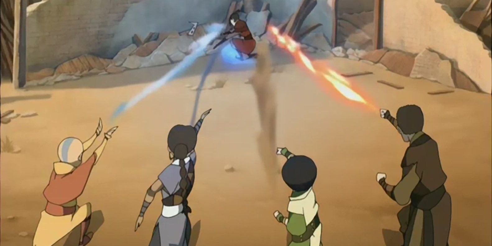 Avatar TLA Season 2 Fights Team Avatar Zuko Iroh vs Azula Cropped