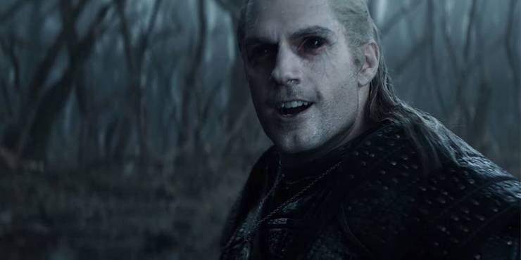 A creepy Geralt in Netflix's The Witcher series.