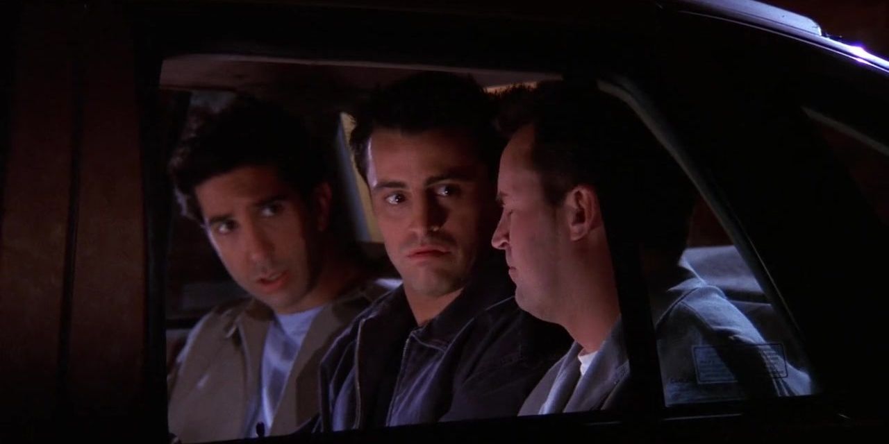 Matthew Perry Matt LeBlance and David Schwimmer in The One With The Ride Along