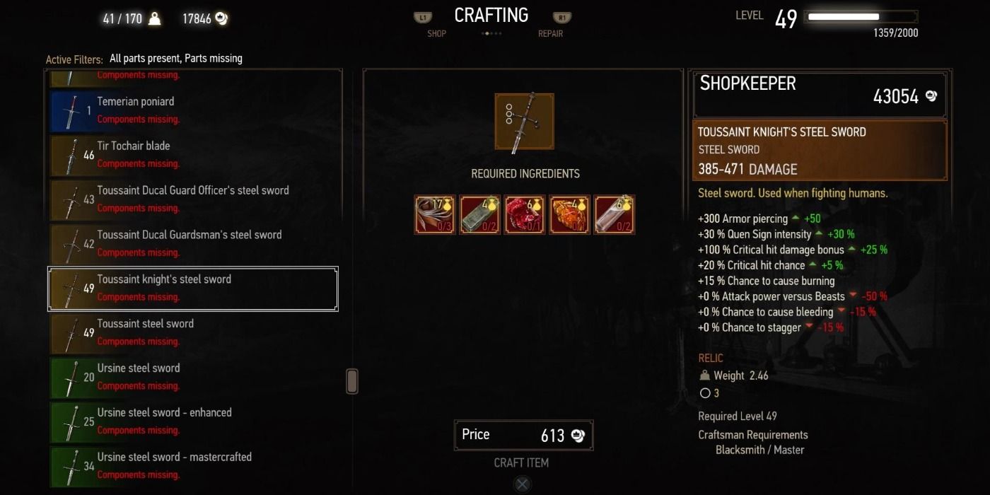 Witcher 3 Understanding the Crafting System