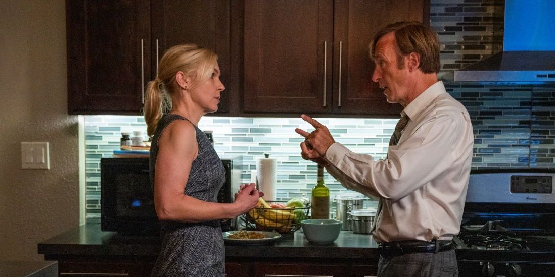 Jimmy and Kim talking in her kitchen in Bad Choice Road in Better Call Saul