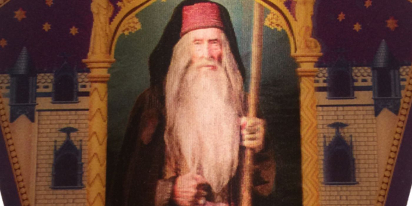 The Wizard Merlin as seen on a Harry Potter chocolate frog card