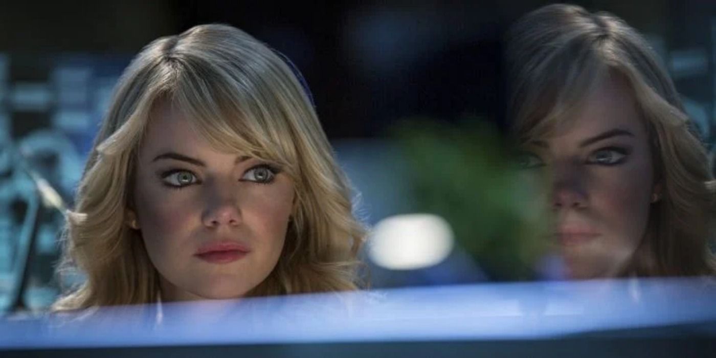 Gwen Stacy looking out at Spider Man