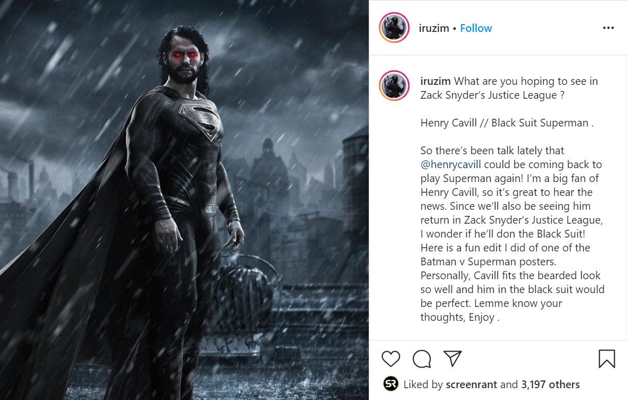 Superman Sports Black Suit Beard In Justice League Snyder Cut Fan Art
