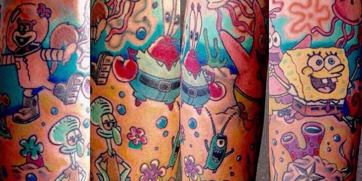 Cartoon Collage Tattoo : Full Sleeve Of Collage Of Mr Cartoon Designs
