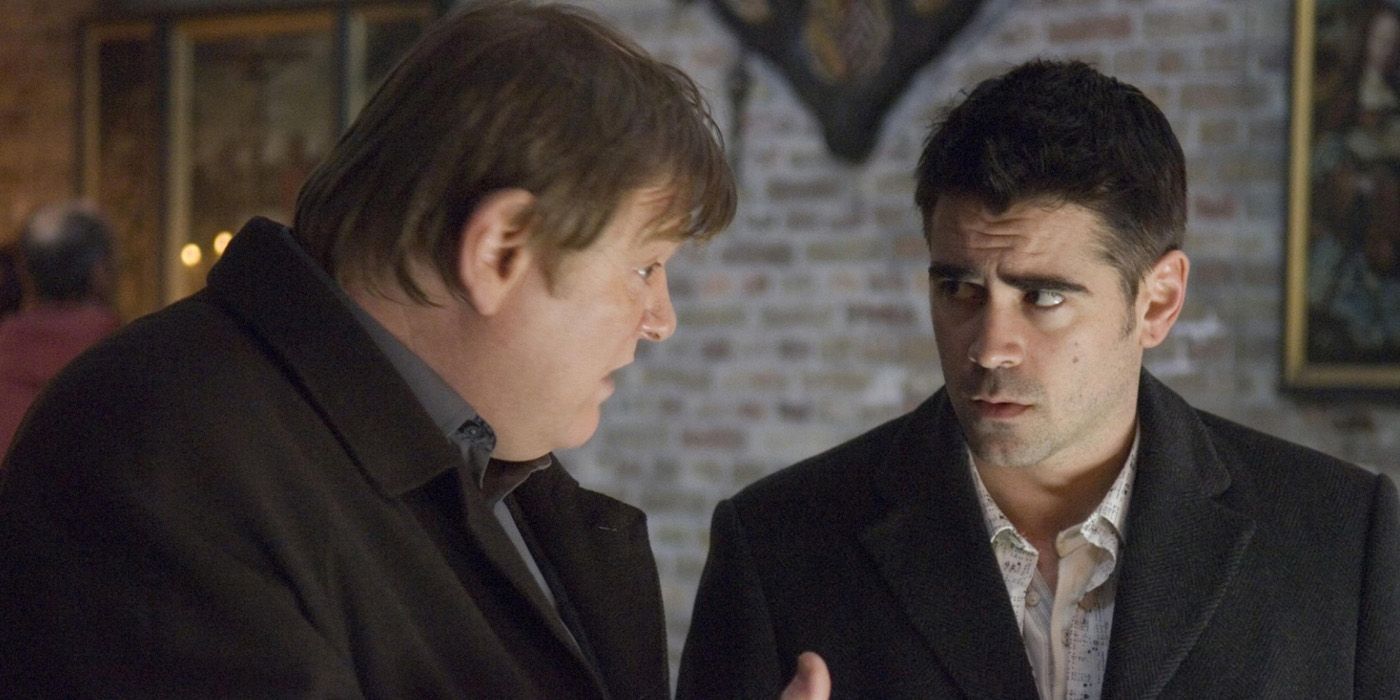 Ken talking to Ray in In Bruges
