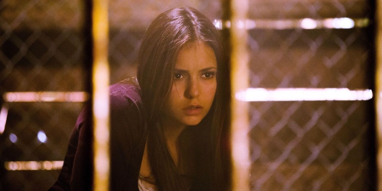 An image of Elena trapped in a cell in The Vampire Diaries