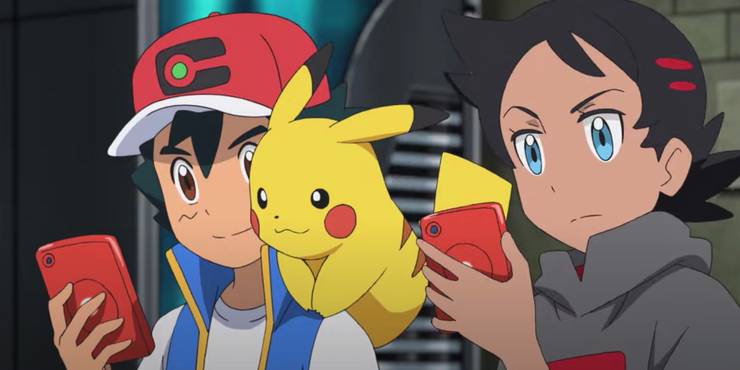 Ash, Pikachu e Goh em Pokemon Journeys