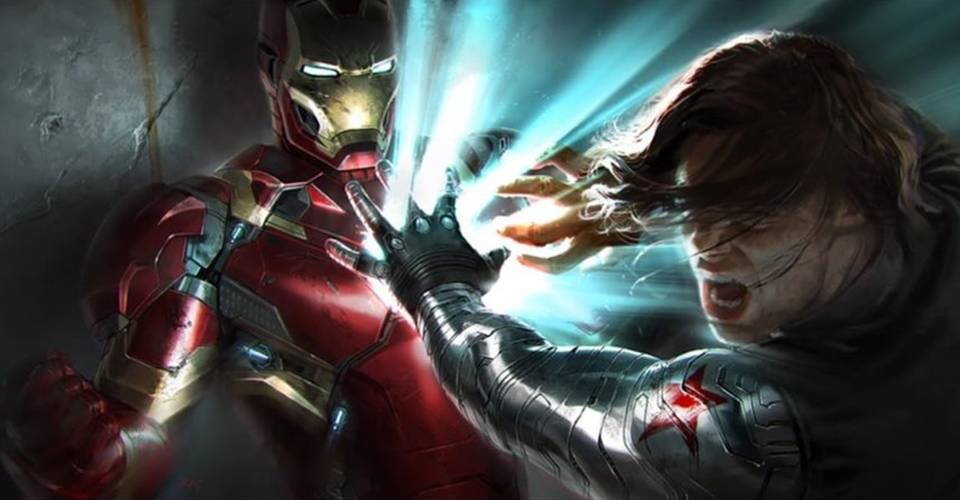 Civil War Concept Art Shows Bucky Trying To Rip Out Iron Man S Arc Reactor