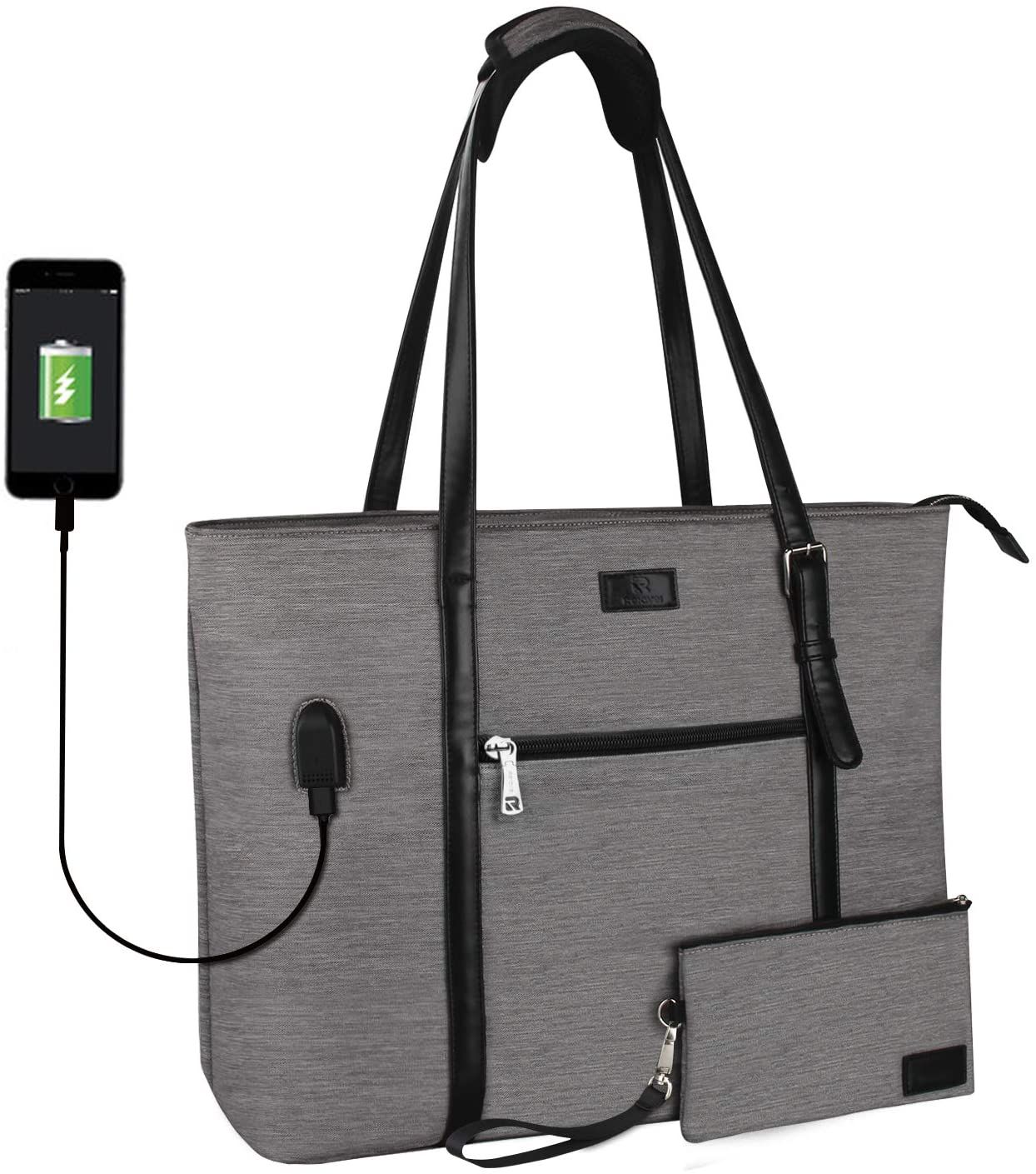 Kasqo 15.6 Water Resistant Shockproof Large Shoulder Work Teacher Bag with Luggage Sleeve Laptop Tote Bag for Women