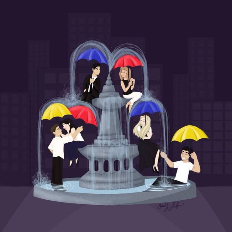 friends-fountain-and-umbrella-intro-fan-art.jpg (740×740)