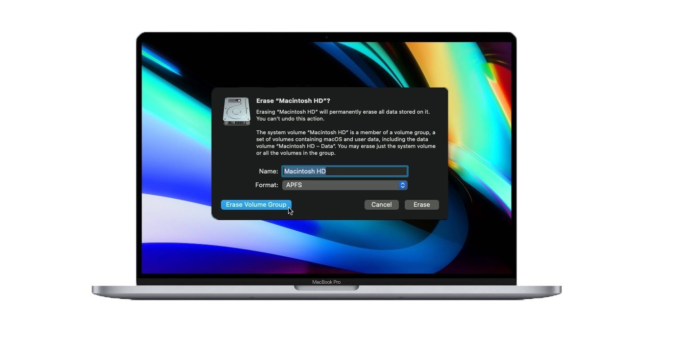 macbook pro erase process has failed