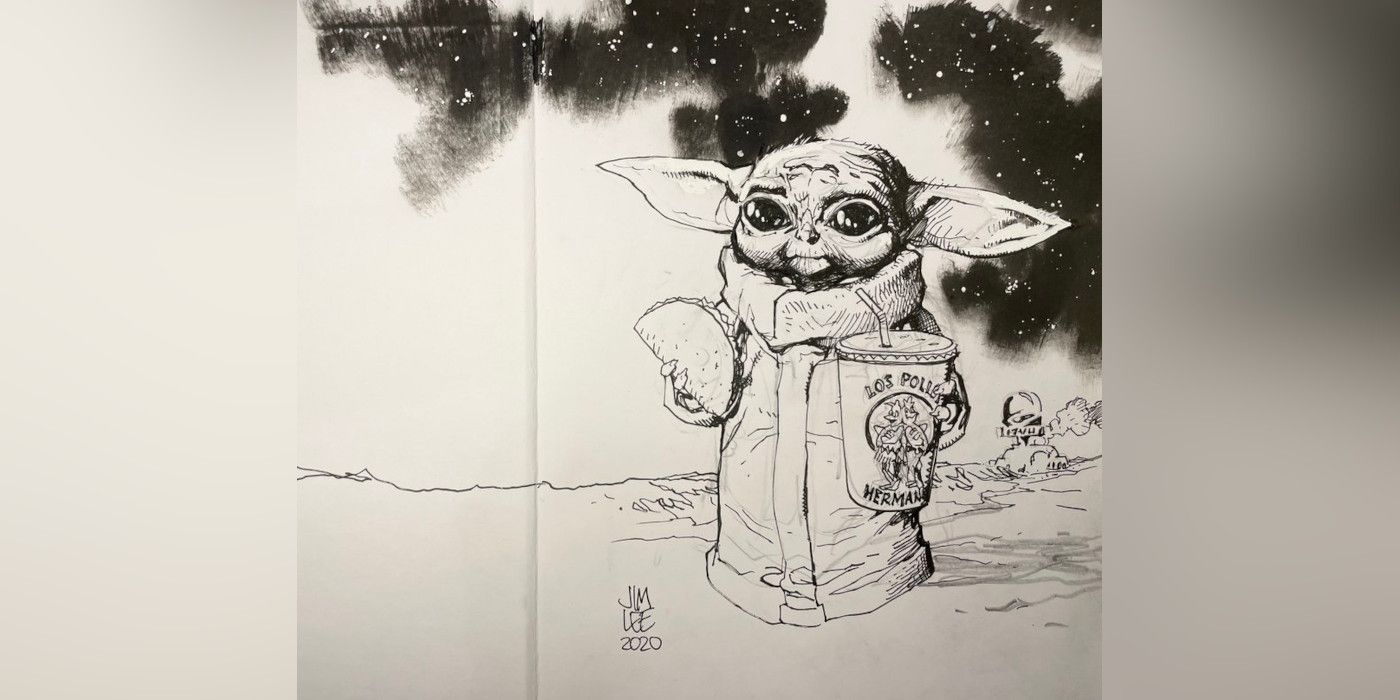Baby Yoda Munches On A Pollos Hermanos Taco In Breaking Bad Crossover Art