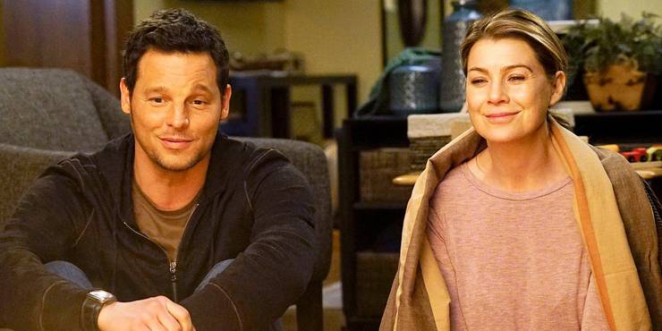Meredith Grey (Ellen Pompeo) and Alex Karev (Justin Chambers) in Grey's Anatomy.'s Anatomy."