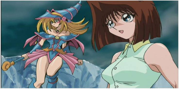Yugioh Tea and Dark Magician Girl dueing Crump Yu-Gi-Oh!