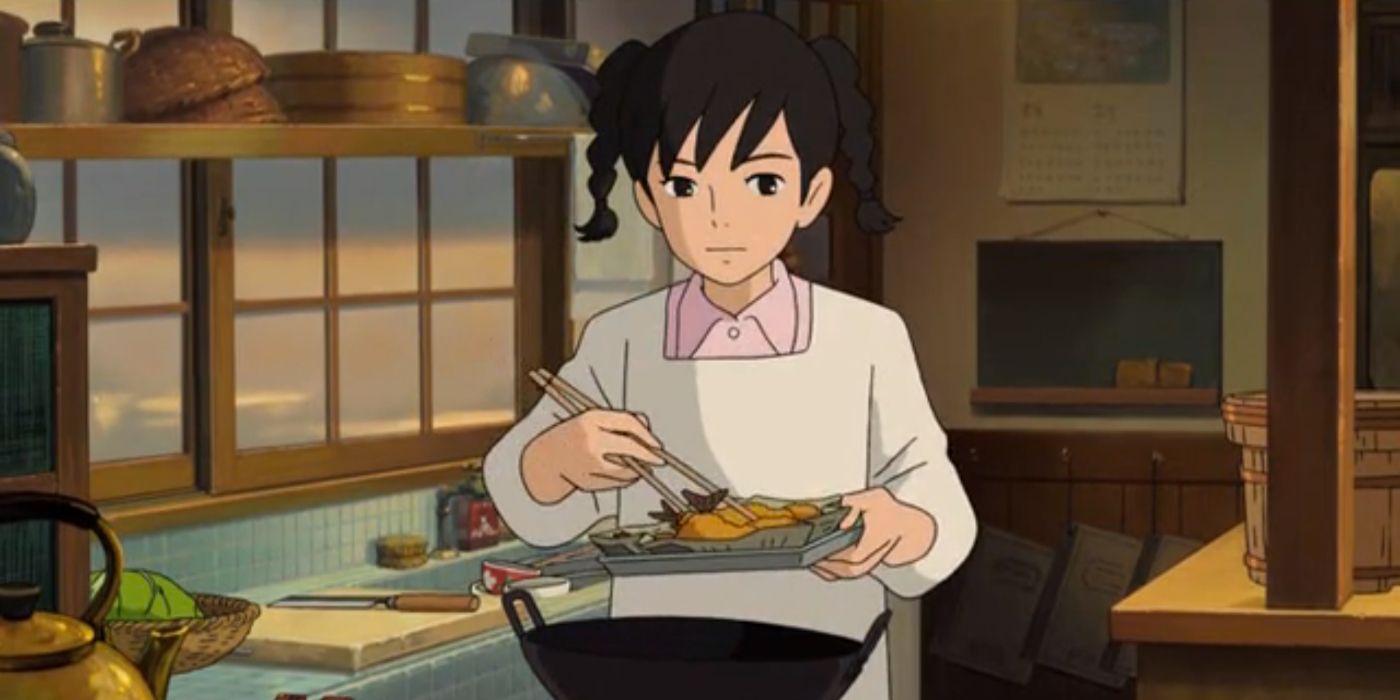 Umi frying tempura in From Up on Poppy Hill