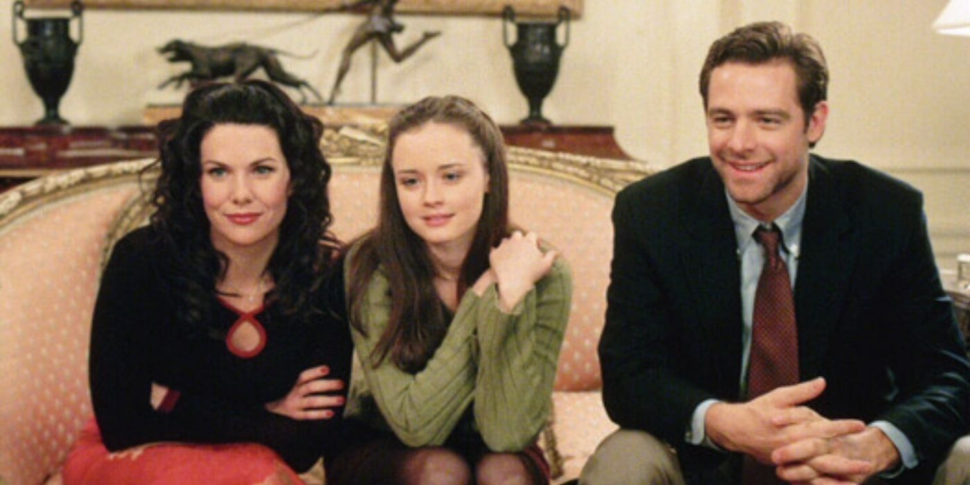 christopher and lorelai with rory gilmore girls