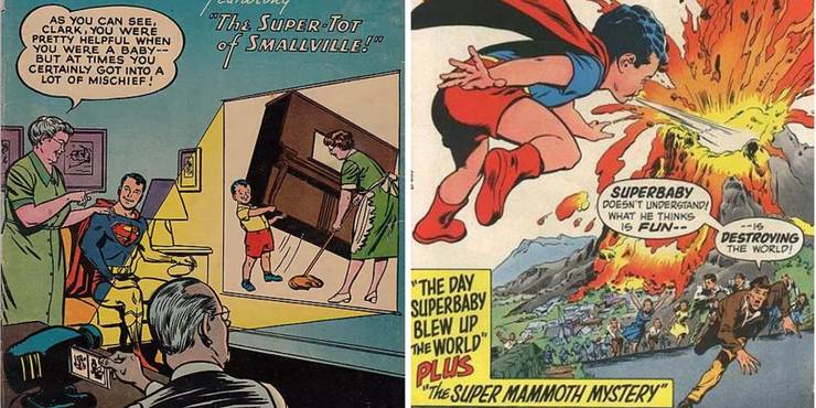 Superman as Superbaby comic covers