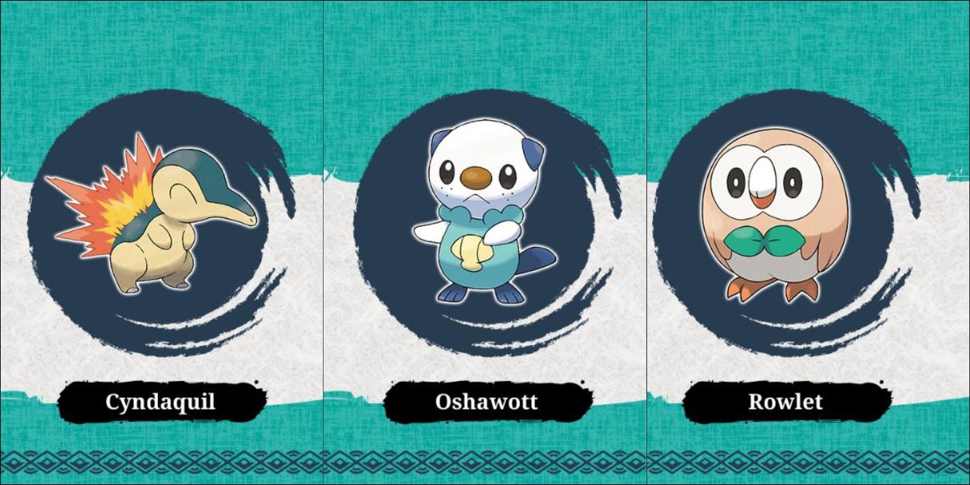 Pokemon Legends Arceus Starters Are Rowlet Cyndaquil Oshawott