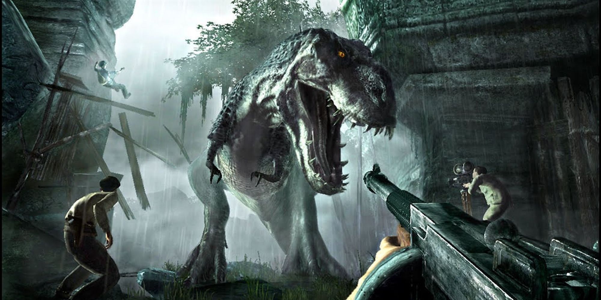 First appearance of the V Rex breaking through a bridge in Peter Jacksons King Kong video game