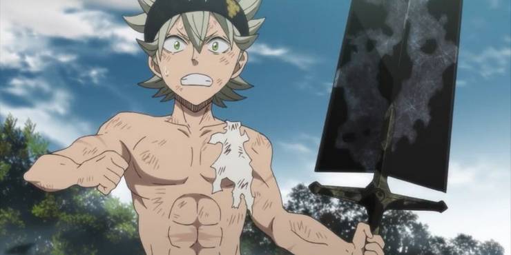 Asta training shirtless in Black Clover