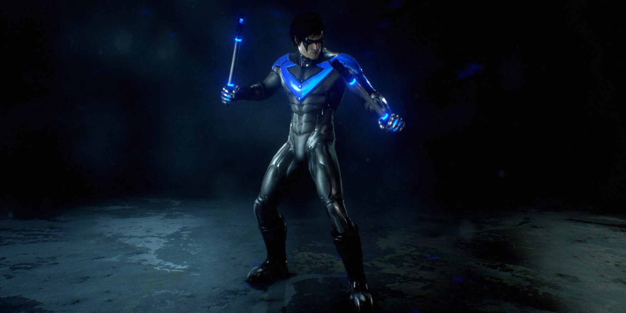 Nightwing in his Arkham City skin in Batman Arkham Knight