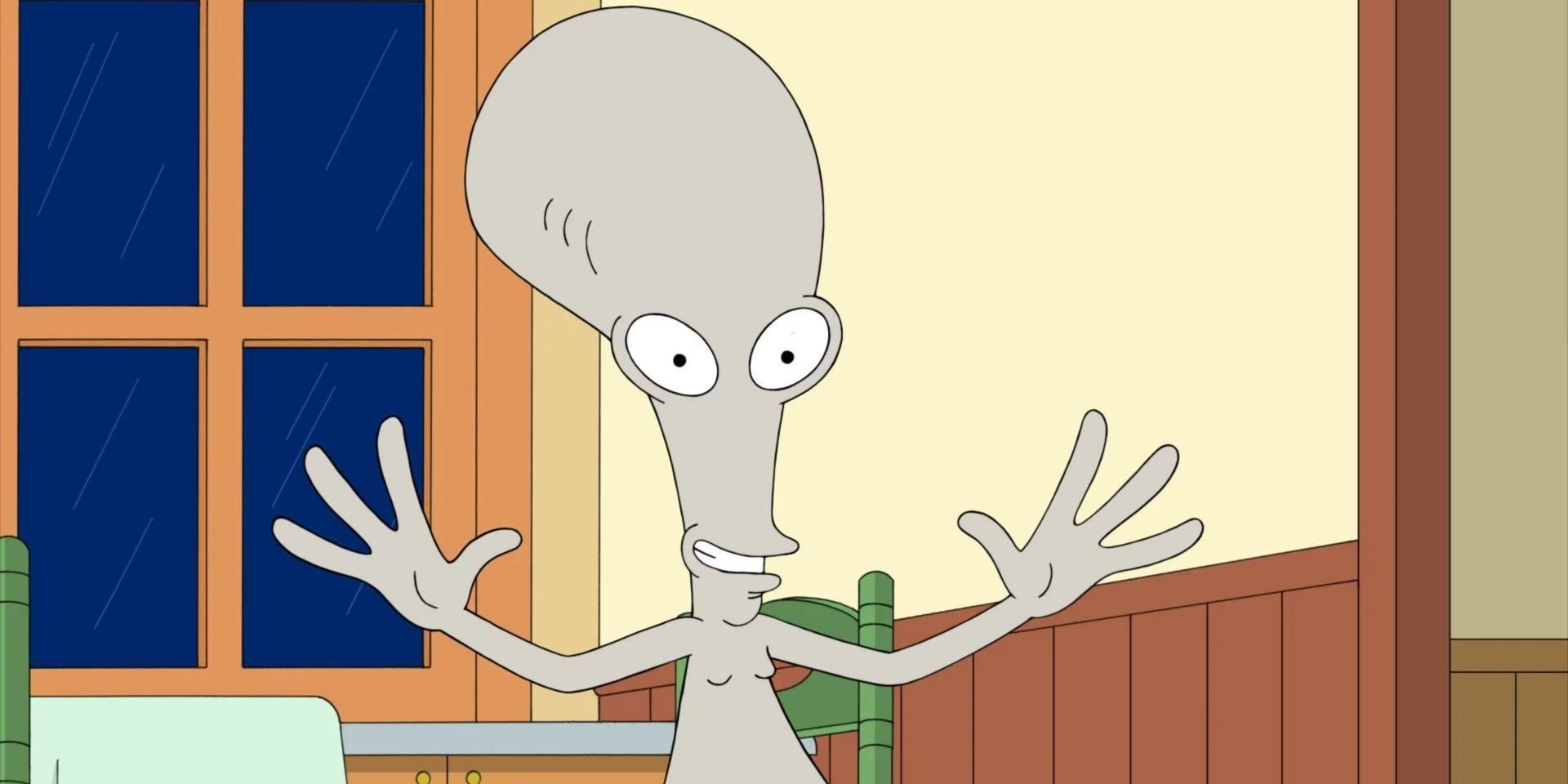 Roger the Alien in the Smiths kitchen in American Dad