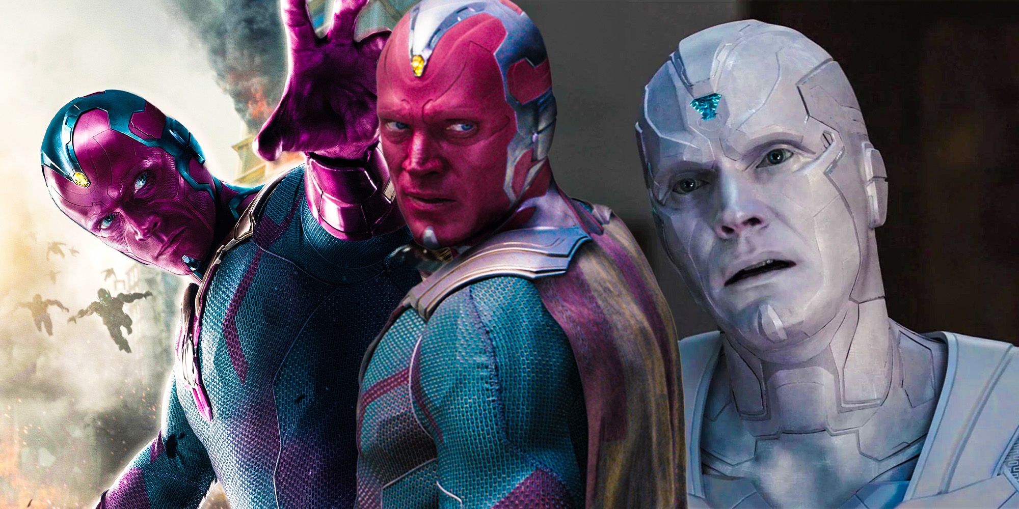 The Mcu S 3 Versions Of Vision Explained Screen Rant