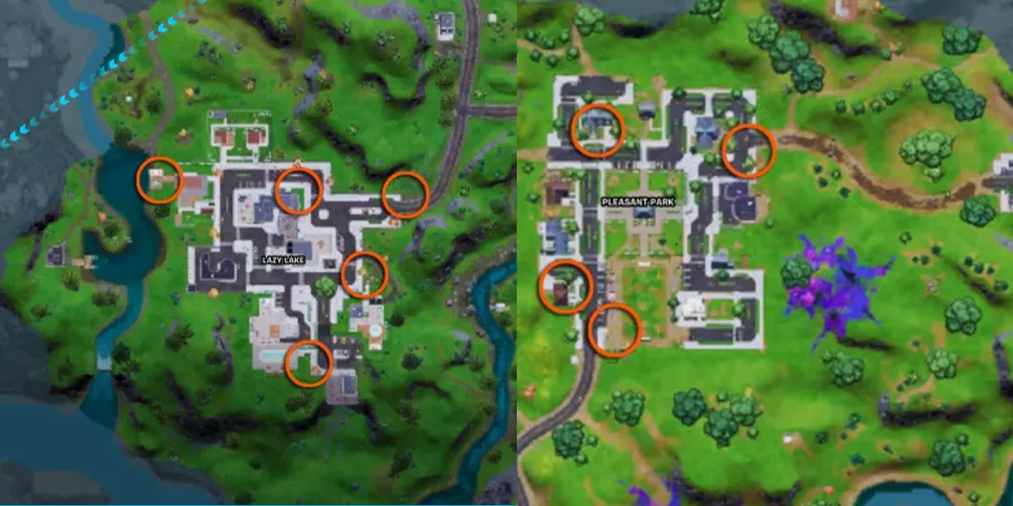 Pleasant Park Fortnite Challenge Fortnite Where To Place Welcome Signs In Pleasant Park Or Lazy Lake 24htinnhanh