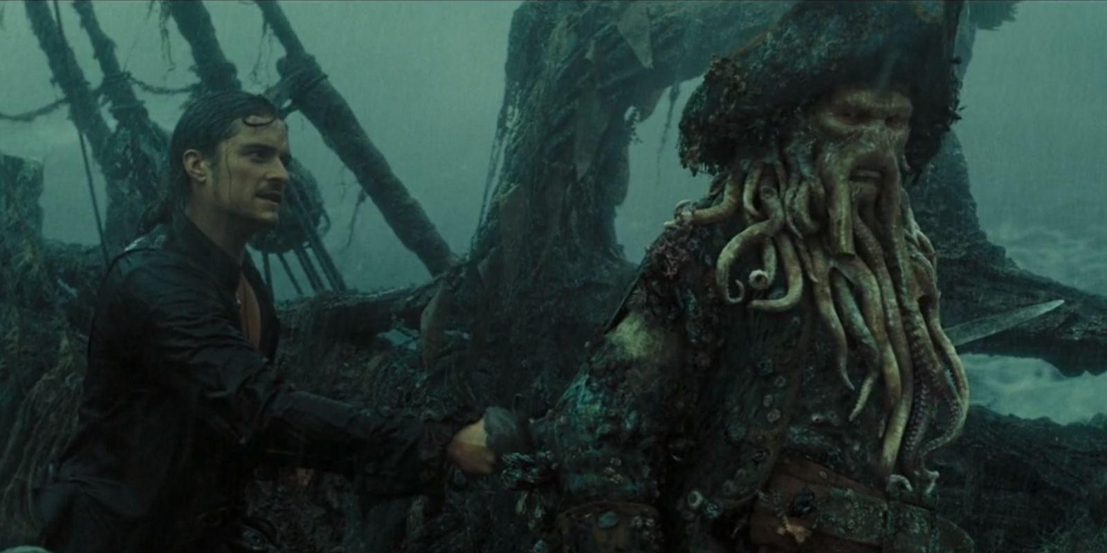 Will Turner stabbing Davy Jones in Pirates Of The Caribbean At Worlds End