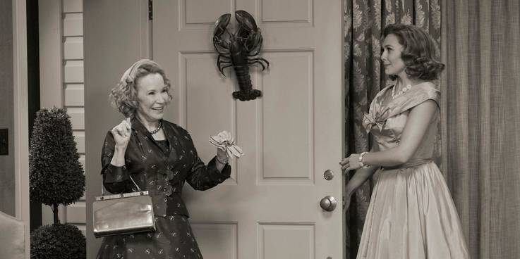 Wanda answering the door for Mrs. Hart in WandaVision