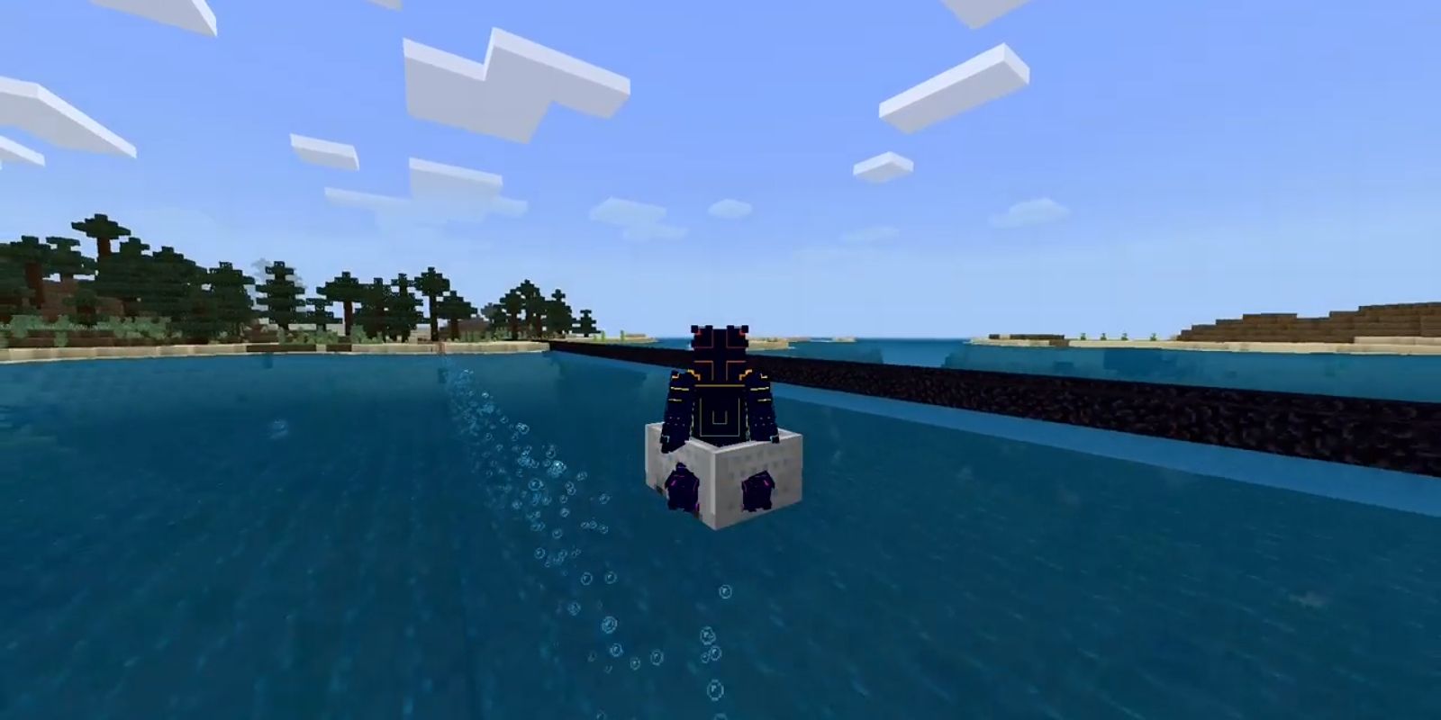 Minecraft Player Uses Powered Rails & Bubbles To Travel Across Water