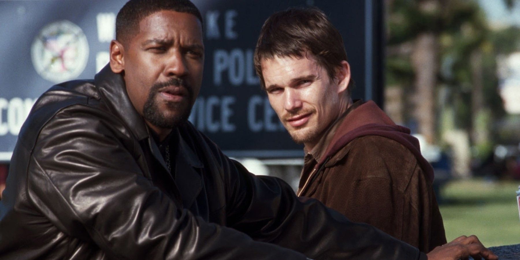 Denzel Washington and Ethan Hawke as two police detectives in Antoine Fuquas Training Day