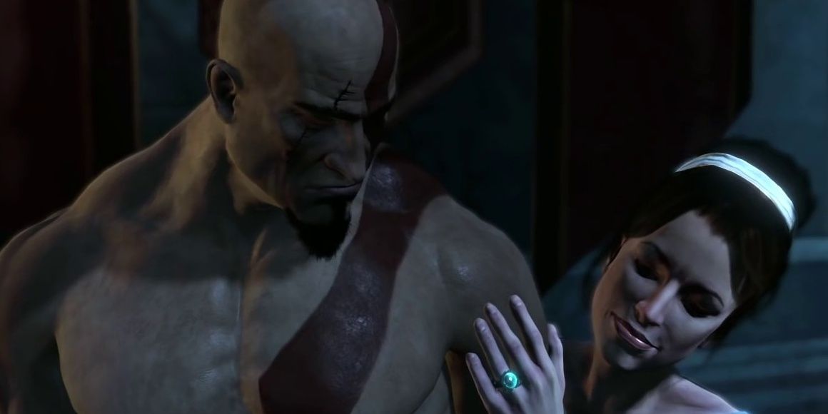 Kratos is comforted by his wife in God of War Ascension Cropped