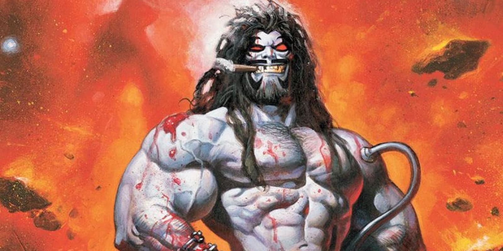 Lobo standing proudly with a smile in DC comics