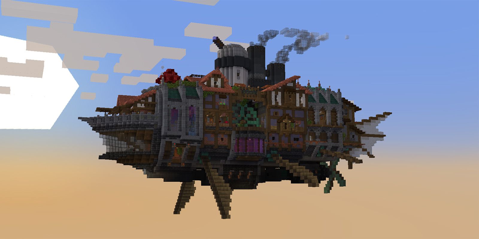 Minecraft Player Builds Gorgeous Steampunk Airship