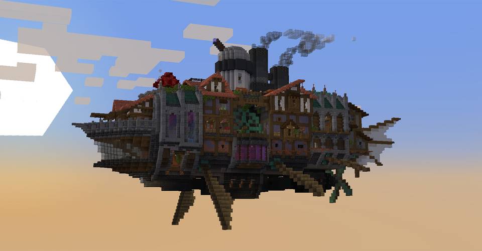 Minecraft Player Builds Gorgeous Steampunk Airship Screen Rant Minecraft Player Builds Gorgeous Steampunk Airship Screen Rant
